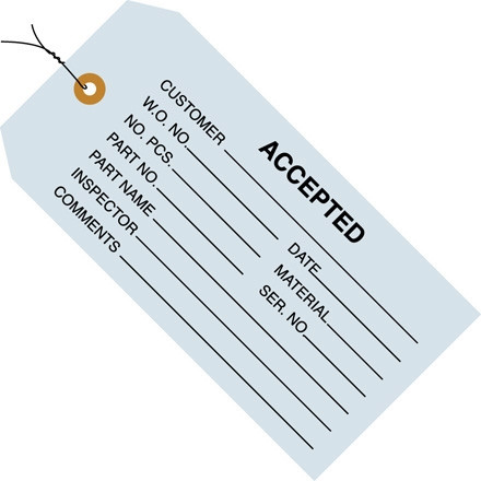 Étiquettes d'inspection "acceptées" pré-câblées, bleu, 4 3/4 x 2 3/8 "