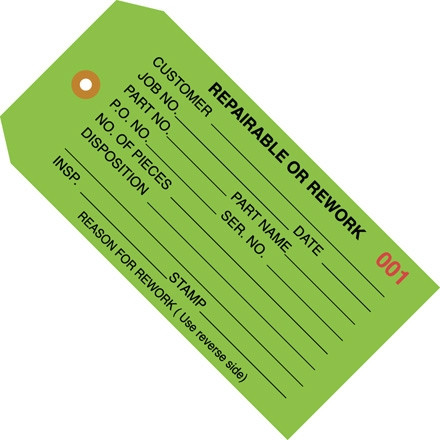 Etiquettes d'inspection "réparables ou à retoucher", vert, 4 3/4 x 2 3/8 "