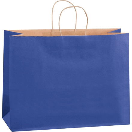Sacs de magasinage en papier teinté bleu, Vogue, 16 x 6 x 12 po