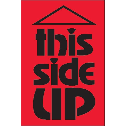 Etiquettes d'expédition fluorescentes - "This Side Up", 2 x