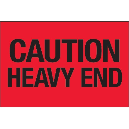 Etiquettes d'expédition fluorescentes - "Caution / Heavy End",