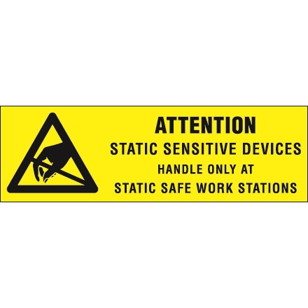 Étiquettes d'avertissement statiques - "Attention - appareils sensibles à l'électricité statique", 5/8 x 2 "