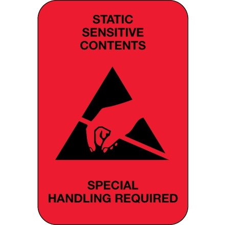 Etiquettes d'avertissement statiques - "Contenus sensibles à l'électricité statique", 2 x 3 "