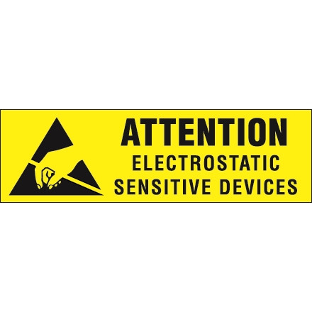 Étiquettes d'avertissement, "Dispositifs sensibles à l'électricité statique", 3/8 x 1 1/4 "