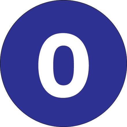 Cercle bleu foncé "0" Nombre Étiquettes - 4 "