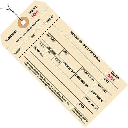 Étiquettes d'inventaire précâblées - Stub en une partie (7000-7999), 6 1/4 x 3 1/8 "