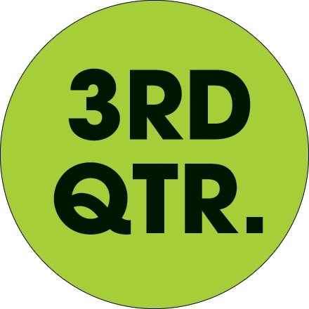 Vert "3RD QTR." Étiquettes d'inventaire de cercle, 2 "