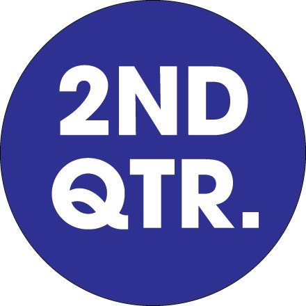 Bleu foncé "2ND QTR." Étiquettes d'inventaire de cercle, 2 "