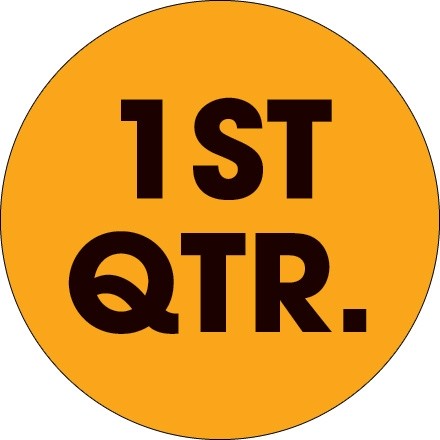Fluorescent Orange "1ST QTR." Étiquettes d'inventaire de cercle, 2 "