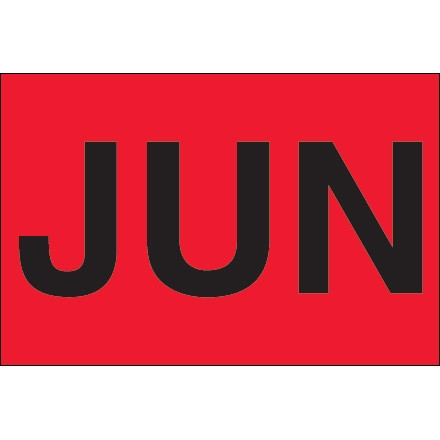 Étiquettes d'inventaire "JUN" rouge fluorescent, 2 "x 3"