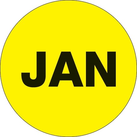 Etiquettes "JAN" jaunes fluorescentes, 1 po