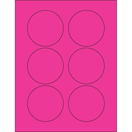 Étiquettes laser à cercle rose fluorescent, 3 "