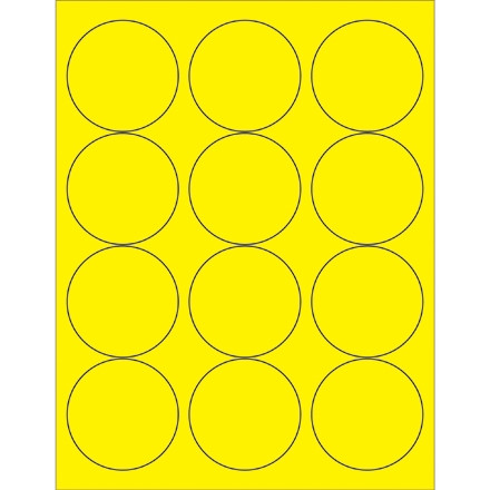Etiquettes laser fluorescentes à cercle jaune, 2 1/2 "