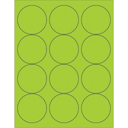 Etiquettes laser fluorescentes Green Circle, 2 1/2 "