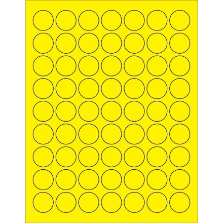 Etiquettes laser fluorescentes à cercle jaune, 1 "