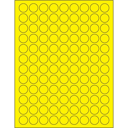 Etiquettes laser fluorescentes à cercle jaune, 3/4 "
