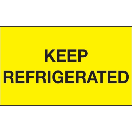 Keep Refrigerated Fluorescent Yellow Climate Labels, 3 x 5