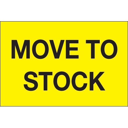 Fluorescent Yellow Move To Stock Inventory Labels, 2 x 3